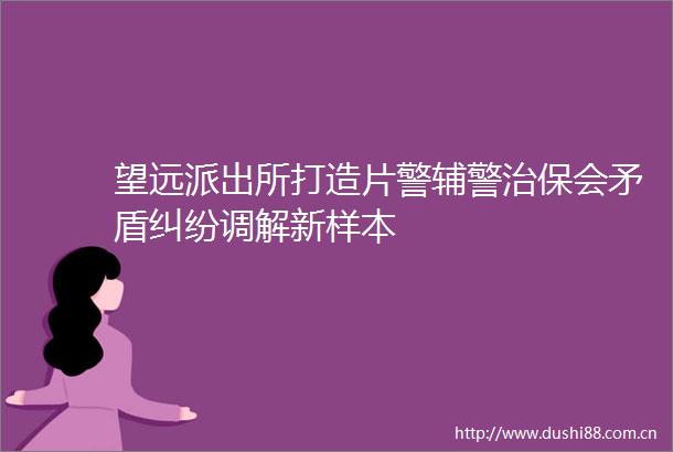 望远打造片警辅警治保会矛盾调解新样本