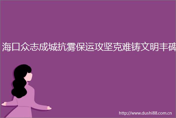 海口众志成城抗雾保运攻坚克难铸文明丰碑