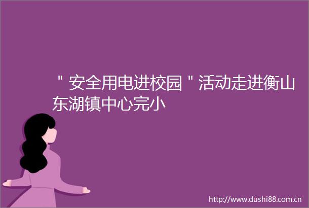 ＂安全用电进校园＂活动走进衡山东湖镇中心完小