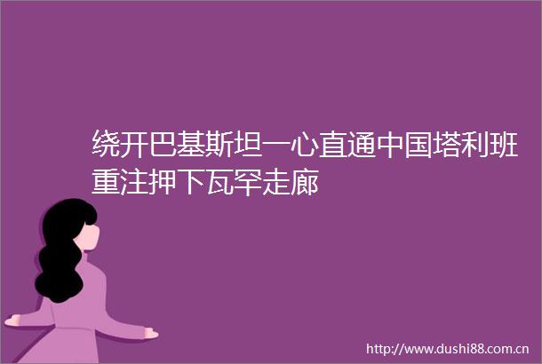 绕开巴基斯坦一心直通塔利班重注押下瓦罕走廊