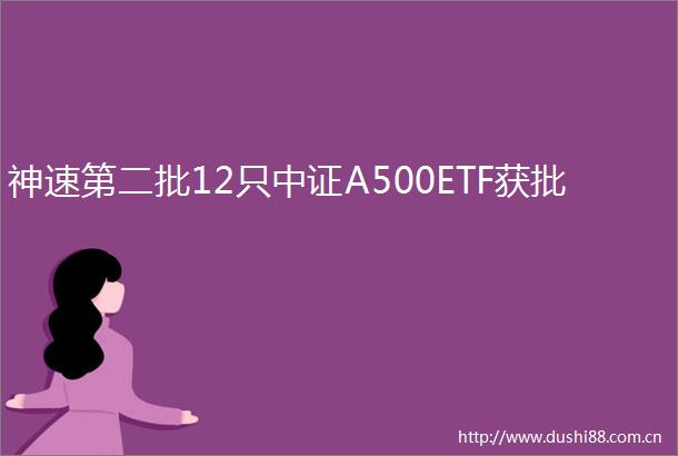 神速第二批12只中证A500ETF获批