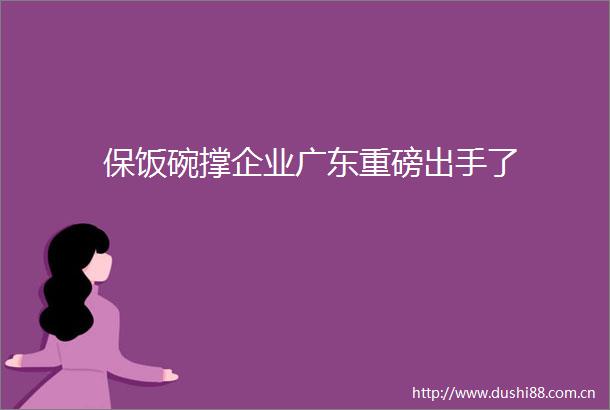 保饭碗撑企业广东重磅出手了