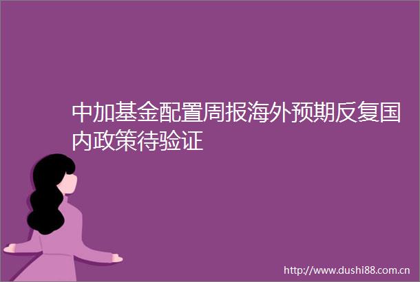 中加基金配置周报海外预期反复国内政策待验证