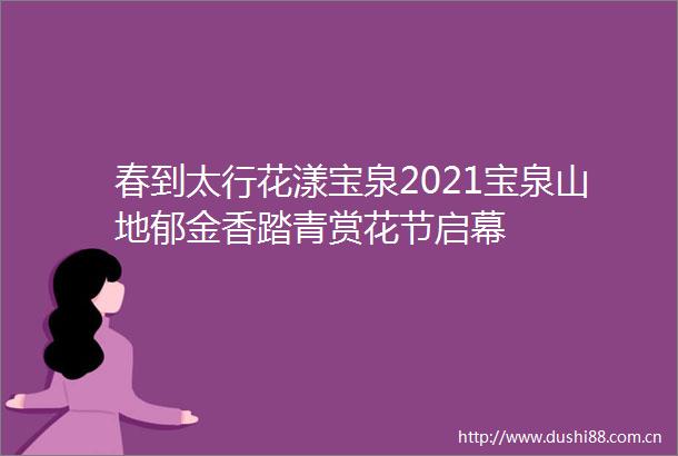 春到太行花漾宝泉2021宝泉山地郁金香踏青赏花节启幕