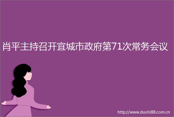 肖平主持召开宜城市第71次常务会议