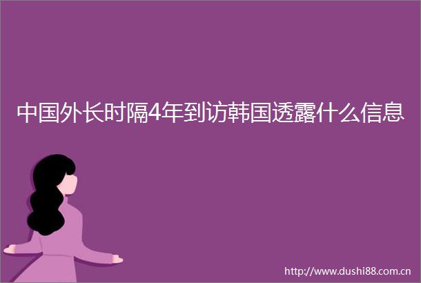 外长时隔4年到访韩国透露什么信息
