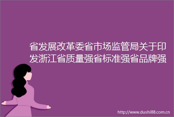省发展改革委省市场监管局关于印发浙江省质量强省标准强省品牌强省建设十四五规划的通知