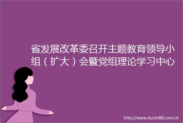 省发展改革委召开主题教育小组（扩大）会暨党组理论学习中心组主题教育专题学习研讨会