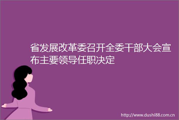 省发展改革委召开全委大会宣布主要任职决定