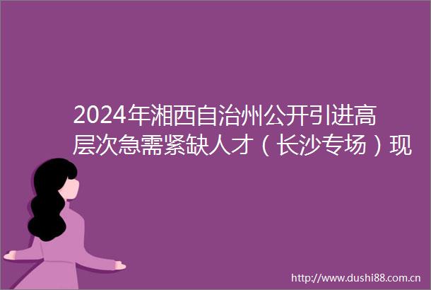 2024年湘西自治州公开引进高层次急需紧缺人才（长沙专场）现场确认及资格审查有关提示