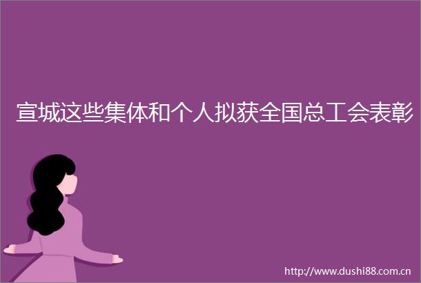 宣城这些集体和个人拟获全国总工会表彰