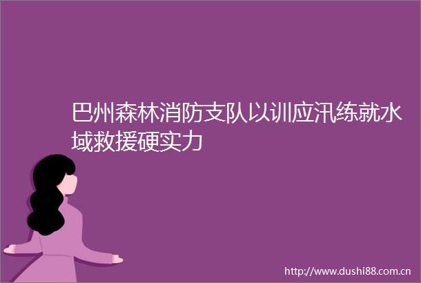 巴州森林消防支队以训应汛练就水域救援硬实力