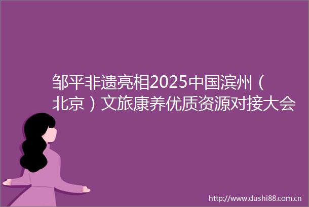 邹平非遗亮相2025滨州（北京）文旅康养优质资源对接大会