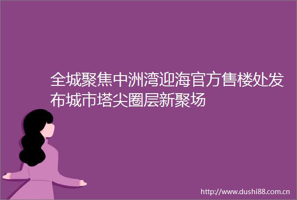 全城聚焦中洲湾迎海官方售楼处发布城市塔尖圈层新聚场