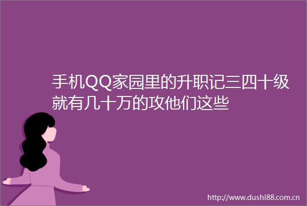手机QQ家园里的升职记三四十级就有几十万的攻他们这些