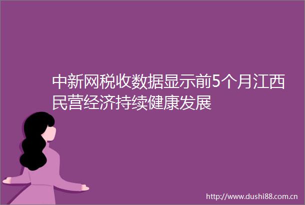 中新网税收数据显示前5个月江西民营经济持续健康发展