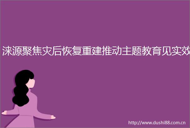 涞源聚焦灾后恢复重建推动主题教育见实效
