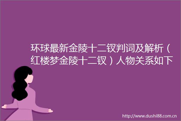 环球最新金陵十二钗判词及解析（红楼梦金陵十二钗）人物关系如下表