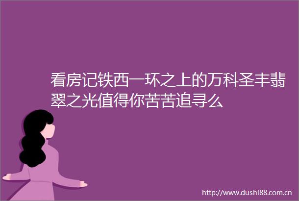 看房记铁西一环之上的万科圣丰翡翠之光值得你苦苦追寻么