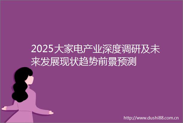 2025大家电产业深度调研及未来发展现状趋势前景预测