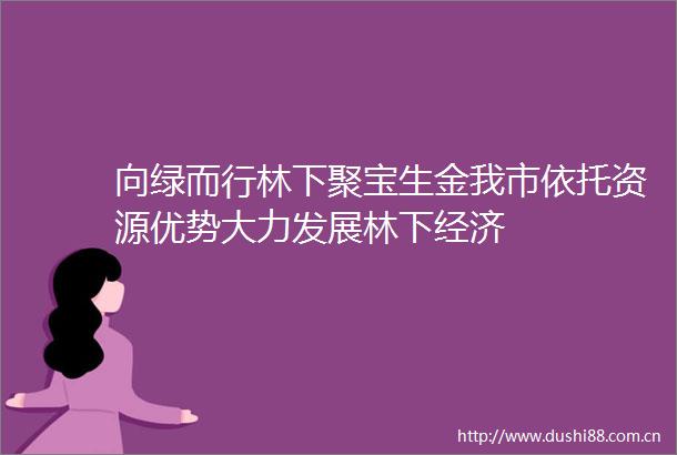 向绿而行林下聚宝生金我市依托资源优势大力发展林下经济