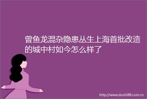 曾鱼龙混杂隐患丛生上海首批改造的城中村如今怎么样了