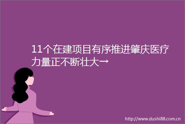 11个在建项目有序推进肇庆医疗力量正不断壮大→