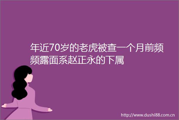 年近70岁的老虎被查一个月前频频露面系赵正永的下属