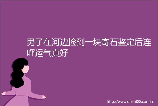 男子在河边捡到一块奇石鉴定后连呼运气真好