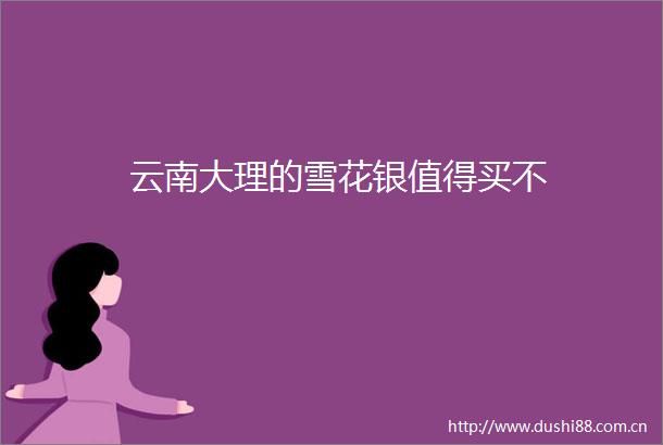 云南大理的雪花银值得买不