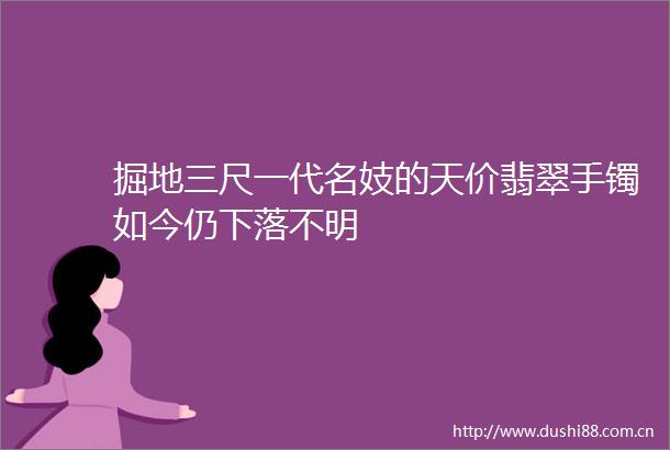 掘地三尺一代名妓的天价翡翠手镯如今仍下落不明