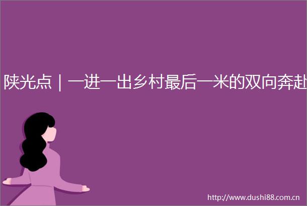 陕光点｜一进一出乡村最后一米的双向奔赴