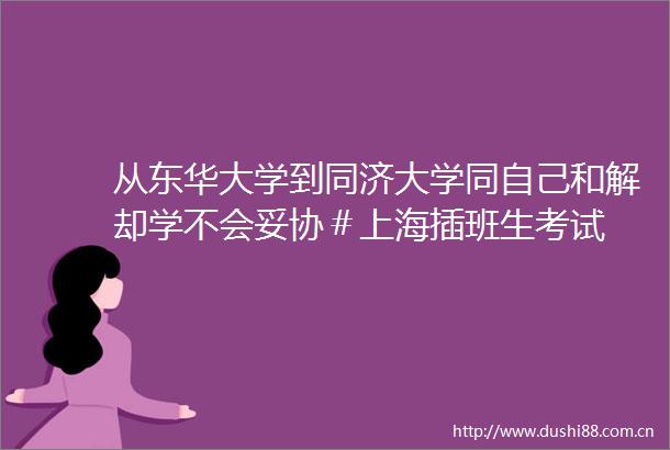 从东华大学到同济大学同自己和解却学不会妥协＃上海插班生考试