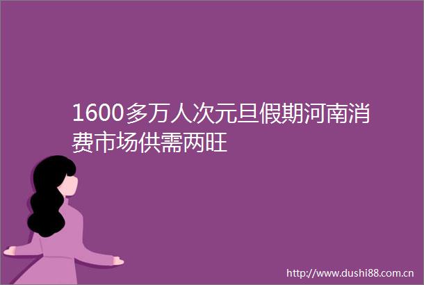 1600多万人次元旦假期河南消费市场供需两旺