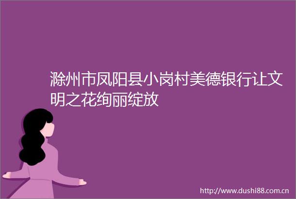 滁州市凤阳县小岗村美德银行让文明之花绚丽绽放