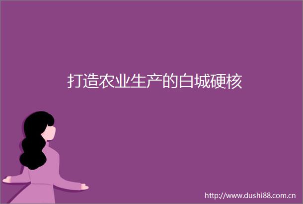 打造农业生产的白城硬核