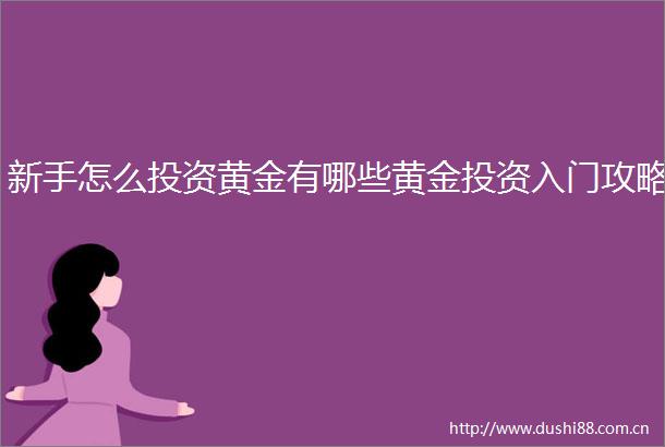 新手怎么投资黄金有哪些黄金投资入门攻略