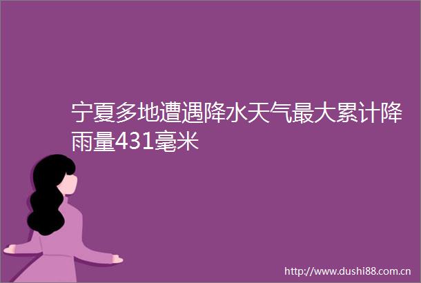 宁夏多地遭遇降水天气最大累计降雨量431毫米