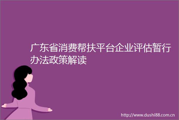 广东省消费帮扶平台企业评估暂行办法政策解读