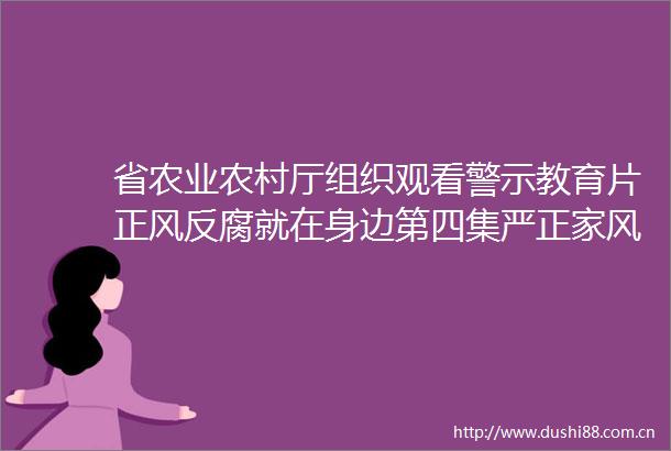 省农业农村厅组织观看警示教育片正风就在身边第四集严正家风