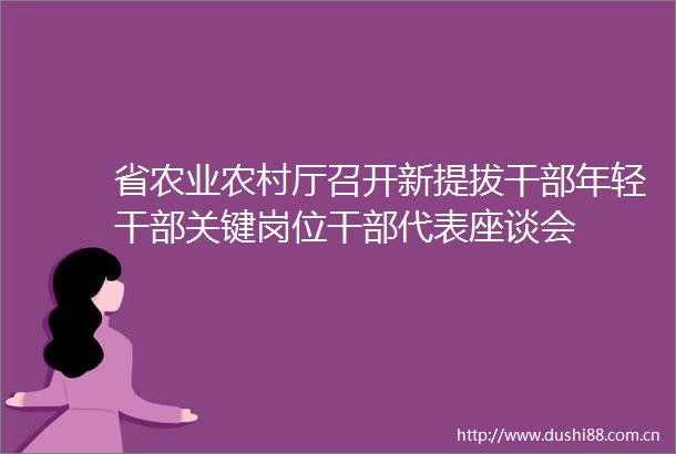 省农业农村厅召开新提拔年轻关键岗位代表座谈会
