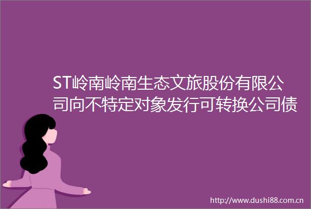 ST岭南岭南生态文旅股份有限公司向不特定对象发行可转换公司债券2025年度第十七次临时受托管理事务报告