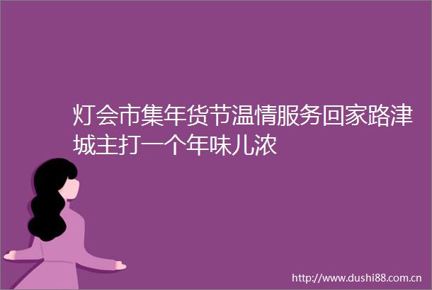 灯会市集年货节温情服务回家路津城主打一个年味儿浓