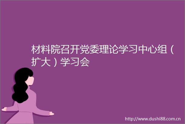 材料院召开党委理论学习中心组（扩大）学习会