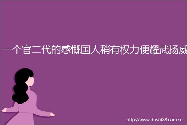 一个官二代的感慨国人稍有便耀武扬威