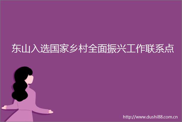 东山入选乡村全面振兴工作联系点