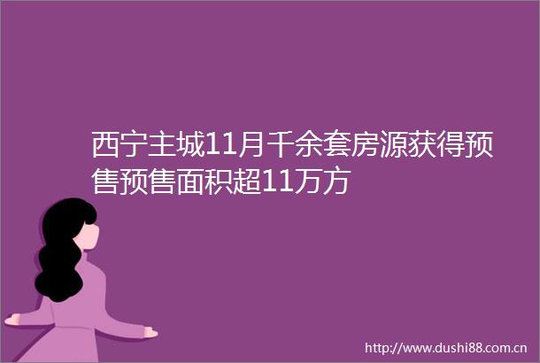 西宁主城11月千余套房源获得预售预售面积超11万方