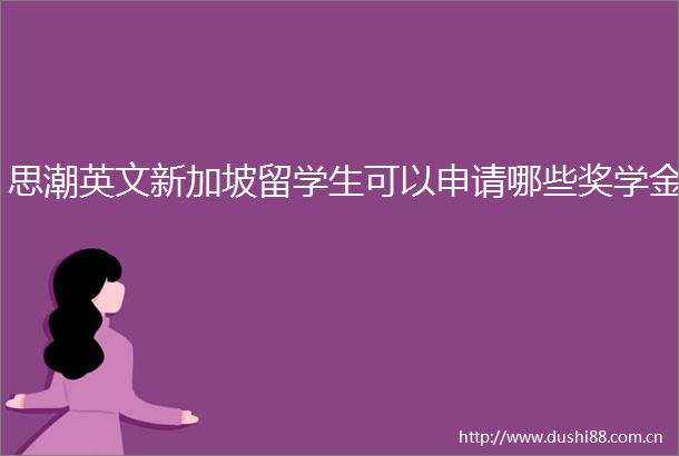 思潮英文新加坡留学生可以申请哪些奖学金