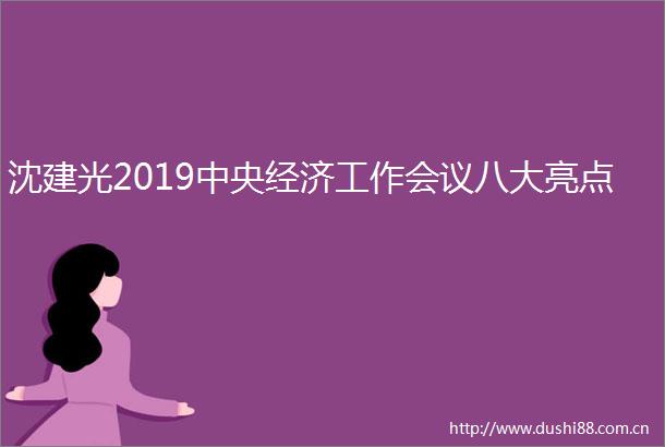 沈建光2019中央经济工作会议八大亮点