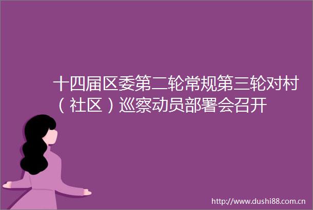 十四届区委第二轮常规第三轮对村（社区）巡察动员部署会召开